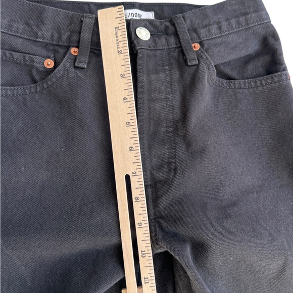 Re/Done High Rise Ankle Fray Crop Stretch Button Fly Black Jeans Size  25 - Picture 6 of 8